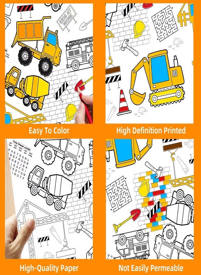 Litmitfu 1 Pack Construction Coloring Table Cloth for Kids - Giant Construction Theme Color-in Paper Poster, Dump Truck Painting Activity Tablecloth for Construction Birthday Party Supplies Favors, 54 x 108 In - Image 5